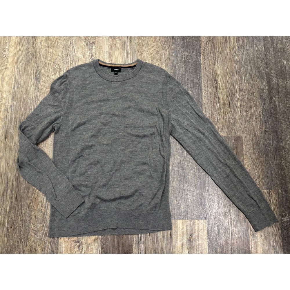 Express Mens Merino Wool Crew Neck Sweater Heather Gray Size M